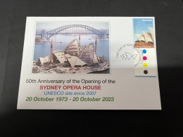 20-10-2023 (4 U 43) Sydney Opera House Celebrate 50th Anniversary (10-10-2023) FDI Cover (under Construction + Bridge) - Briefe U. Dokumente