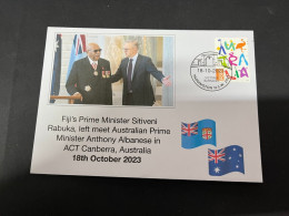 20-10-2023 (4 U 43) Fiji PM Rabuka Meet With Australia PM Albanese In Canberra (OZ Stamp) - Fidji (1970-...)