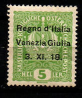 ITALIA - VENEZIA GIULIA - 1918 - FRANCOBOLLI D'AUSTRIA SOVRASTAMPATO - 5 HELLER - MH - Venezia Giulia