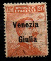 ITALIA - VENEZIA GIULIA - 1919 - MICHETTI 20 CENT. CON SOVRASTAMPA 20 HELLER - USATO - Venezia Giulia