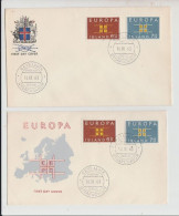 1963 N.2 BUSTE EUROPA CEPT PREMIER JOUR D'EMISSION FIRST DAY COVER ERSTTAGSBRIEF 1°GIORNO EMISSIONE ISLAND REYKJAVIK - 1963