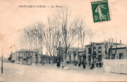 Pont-de-l'Isère (Drôme) La Place, Eglise Et Mairie - Photo Poreaud - Carte De 1909 - Autres & Non Classés