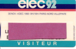 Carte Salon- Paris Elec 1992 Card Magnétique Karten (salon 362) - Tarjetas De Salones Y Demostraciones