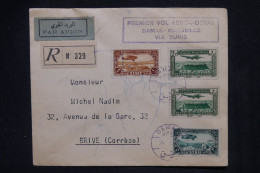 SYRIE - Enveloppe En Recommandé De Damas Pour La France Par 1er Vol Damas/Marseille Via Tunis En 1938  - L 147908 - Cartas & Documentos