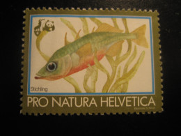 STICHLING Stickleback Fish WWF Panda Bear Poster Stamp Vignette SWITZERLAND Label Pro Natura Helvetica - Other & Unclassified