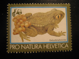 GEBURTSHELFERKROTE Midwife Toad Frog Frogs WWF Panda Bear Poster Stamp Vignette SWITZERLAND Label Pro Natura Helvetica - Otros & Sin Clasificación