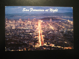 SAN FRANCISCO California At Night Cancel 1960 To Sweden Postcard USA - San Francisco