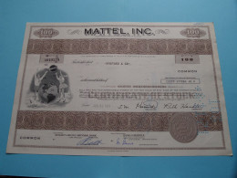 MATTEL Inc. - 100 Shares ( N° LC 49229 ) N.Y. 1971 ( See SCANS ) USA ! - M - O