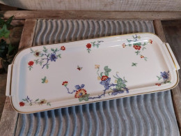 Ancien Plat à Cake Porcelaine Haviland Décor Fleurs Vintage - Other & Unclassified