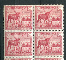 Congo - Belge ** N° 124  - Bloc De 4 - Bovidé - Zébu - Unused Stamps