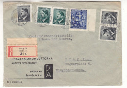 Tchècoslovaquie - Bohème & Moravie - Lettre Recom De 1943 - Oblit Prag - Exp Vers Prag - Hitler - Forgeron - - Briefe U. Dokumente