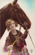Cheval - Fantaisie - Une Fille Avec Son Cheval - Colorisé - Carte Postale Ancienne - Chevaux