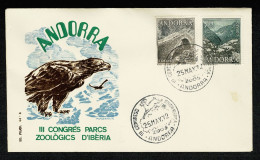 ANDORRE ANDORRA Espagnol 1972 Enveloppe Cachet Temporaire CONGRES ZOOS UNION IBERICA 25 MAY 72 - Lettres & Documents