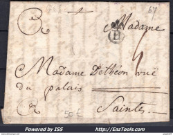 FRANCE MARQUE POSTALE B COURONNÉ DE BORDEAUX DE 1765 - Sin Clasificación