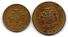 JAMAICA, Set Of Two Coins 1/2, 1 Penny, Nickel-Brass, Year 1966, 1964, KM # 38, 39 - Jamaique