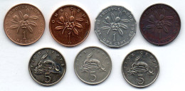 JAMAICA, Set Of Seven Coins 1, 5 Cents, Bronze, Aluminum, Copper-Nickel, Year 1971-92, KM # 45, 51, 64, 53, 46, 46a - Giamaica