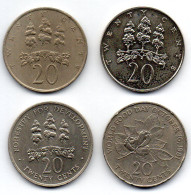 JAMAICA, Set Of Four Coins 20 Cents, Copper-Nickel, Year 1969-84, KM # 48, 55, 69, 120 - Giamaica
