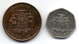 JAMAICA, Set Of Two Coins 1 Dollar, Nickel-Brass, Nickel, Year 1993-94, KM # 145, 164 - Giamaica