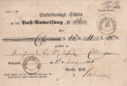 Einlieferungsschein Für Eine Postanweisung K2 Neckargemünd 18.6.1871 Und 1x K2 Ohne Datum Ansehen !!!!!!!!!! - Brieven En Documenten