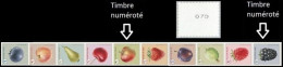 R157**(4800/4809) - Fruits/Fruiten (bande 8 De 10 Timb Dif, Num 2 Chiffres / Band 8 Van 10 Versch Zeg, 2 Cijfers Genum) - Rollen