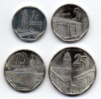 CUBA, Set Of Four Coins 1, 5, 10, 25 Centavos, Aluminum, Nickel, Year 2000-02, KM # 733, 575.2, 576.2, 577.2 - Cuba