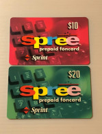 USA UNITED STATES America Prepaid Telecard Phonecard, Spree Prepaid Foncard, Set Of 2 Used Cards - Amerivox