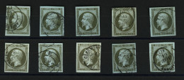 1c Empire (n°11) - Sélection De 10 Timbres TTB Margés. Qualité Choisie. Superbe. - 1853-1860 Napoléon III