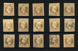 10c Empire (n°13) - Sélection De 15 Timbres TTB Margés. Qualité Choisie. Superbe. - 1853-1860 Napoléon III.