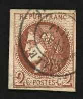 2c BORDEAUX (n°40Bd) Brun Rouge Foncé Obl. T.17 LILLE. Cote 380€. Signé BRUN + SCHELLER. TTB. - 1870 Bordeaux Printing