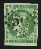 5c BORDEAUX Vert (n°42Bg) Obl. GC. Cote 500€. Signé SCHELLER. TB. - 1870 Ausgabe Bordeaux