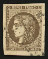 30c BORDEAUX Variété "R Relié Au Cadre" N°47e Obl. GC. Cote 560€. Signé SCHELLER. TTB. - 1870 Emisión De Bordeaux