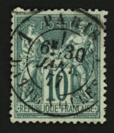 10c Sage Vert Type II (n°76) TB Centré Oblitération Centrale PARIS BATIGNOLLES. Cote 325€++. TTB. - 1876-1898 Sage (Tipo II)