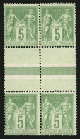 5c Sage (n°106a) Bloc De 4 Type II Teant à Type I Neuf **. Cote 615€++.  Superbe. - 1876-1898 Sage (Tipo II)