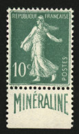 10c MINERALINE (n°188A) Neuf **. Signé BAUDOT + SCHELLER. Cote 725€. Superbe. - 1903-60 Säerin, Untergrund Schraffiert