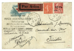 POSTE AERIENNE : 1928 10F S/ 90c BERTHELOT (n°3) + 50c Semeuse Obl. NEW-YORK AU HAVRE D Sur Enveloppe Pour La FRANCE. L' - Otros & Sin Clasificación