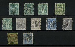 Sélection 11 Timbres Au Type SAGE Avec Oblitérations Rares. Voir Web. Superbe. - 1849-1876: Classic Period