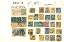 OBLITERATIONS Rares Sur Type SAGE - Sélection 88 Timbres Montés Sur Anciennes Feuilles De VENTES ROUMET Et ROBINEAU De 1 - 1849-1876: Periodo Clásico