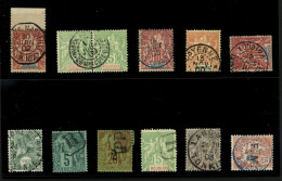 Superbe Ensemble De 12 Timbres Avec Oblitérations Rares Des COLONIES FRANCAISES. TTB. - Andere & Zonder Classificatie