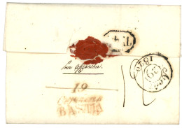CORSE : 1820  Rare Cursive 19 Cervionne / BASTIA En ROUGE Au Verso + P.19.P BASTIA Rouge Sur Lettre PURIFIEE Ss Texte Po - 1801-1848: Precursors XIX