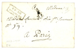 DOUBS : Cachet Encadré P.P DE / BESANCON (Lenain 17) Sur Lettre Sans Texte. Indice 25. Superbe. - 1701-1800: Precursors XVIII