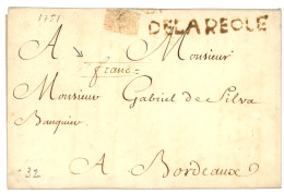 GIRONDE : 1751 DE LA REOLE (Lenain 2) + "FRANC" Sur Lettre  Avec Texte Daté "DURAS". TB. - 1701-1800: Precursores XVIII