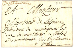 INDRE : 1721 "CHATEAUROUX" Manus. Sur Lettre Avec Texte Daté "AU BOUCHER". Indice 20. Superbe. - 1701-1800: Precursores XVIII