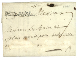 MAYENNE : 1791 Cachet Trés Rare DE.LAVAL (Lenain 7) Sur Lettre Avec Texte. 1ère Lettre Vue. Superbe Pièce D' Amateur. - 1701-1800: Vorläufer XVIII