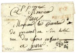 SEINE INF. : P.P FECAMP Rouge (Lenain 9) + "P. PAYE" Manus. + P.P Fleur De Lys Sur Lettre Sans Texte Pour PARIS. Indice  - 1701-1800: Precursores XVIII