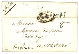 SOMME : 1786 PORT-PAYE D' AMIENS (Lenain 26) Sur Lettre Avec Texte Pour SCHVEITZE EN GRISSON (SUISSE). Indice 24. TB. - 1701-1800: Vorläufer XVIII