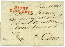 1806 P.103.P GUELDRES En Rouge Sur Lettre Avec Texte Daté "XANTEN". Superbe. - 1792-1815 : Departamentos Conquistados