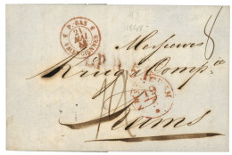 1848 Rare Cachet P.BAS 3 VALENCIENNES (Noel N°953) Sur Lettre D' AMSTERDAM Pour La FRANCE. TTB. - Marques D'entrées