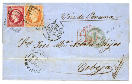 "Destination Bureau Anglais De COBIJA BOLIVIE" : 1863 Mixte 80c NON Dentelé (n°17) TTB Margé + 40c DENTELE (n°23) Sur Le - 1863-1870 Napoleone III Con Gli Allori