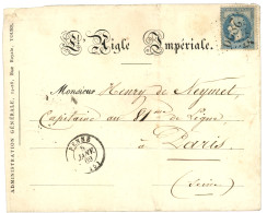 CONTRE LES CHANCES DU TIRAGE AU SORT - Lettre Illustrée : 1869 20c (n°29) Obl. GC 2809 + T. 15 PENNE Sur Enveloppe Avec  - 1863-1870 Napoleone III Con Gli Allori