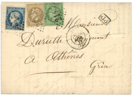 1871 5c Empire + 30c Lauré + 25c CERES (n°60) Sur Lettre De LYON Pour ATHENES (GRECE). TB. - 1863-1870 Napoléon III. Laure